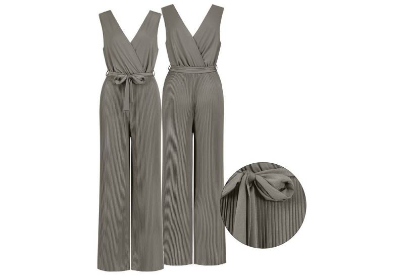 SUBLEVEL Overall Damen Overall Jumpsuit lange Hose Binde Gürtel Einteiler Plissee Hose von SUBLEVEL