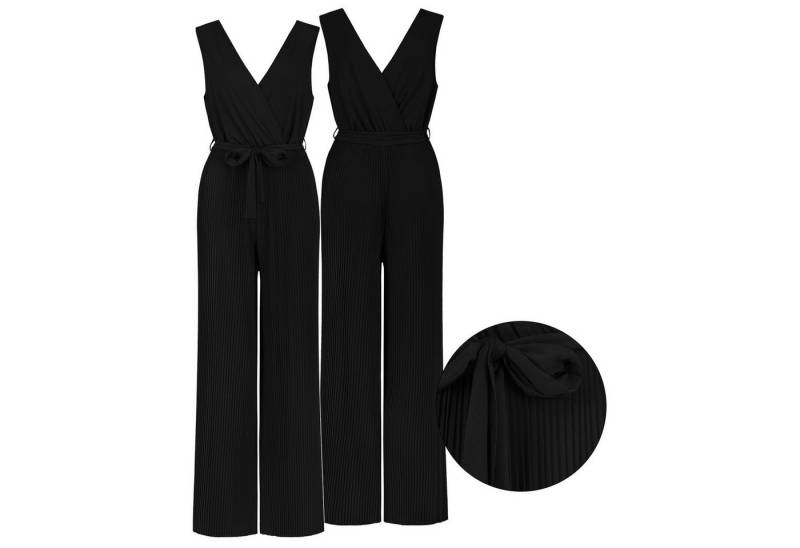 SUBLEVEL Overall Damen Overall Jumpsuit lange Hose Binde Gürtel Einteiler Plissee Hose von SUBLEVEL