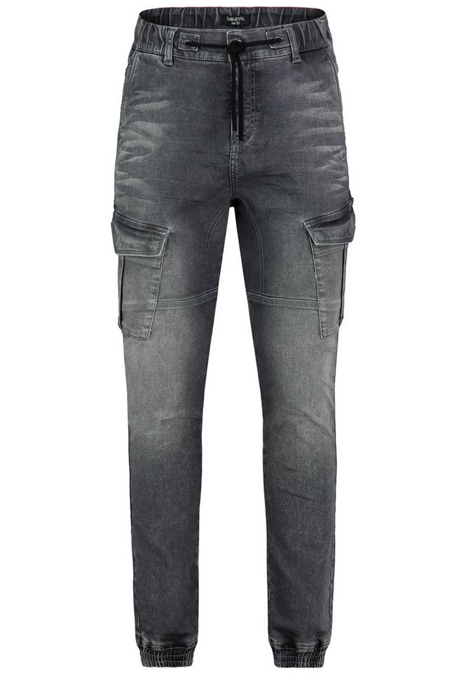 SUBLEVEL Regular-fit-Jeans Jogging Jeans mit Seitentaschen und Kordelzug Jogger Jeans Pant von SUBLEVEL