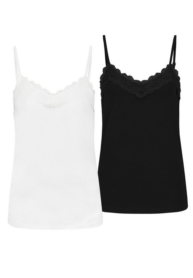 SUBLEVEL Shirttop Spaghettiträger-Top mit Spitzenbesatz, 2er-Pack (2-tlg) Lace Top 2er-Pack von SUBLEVEL