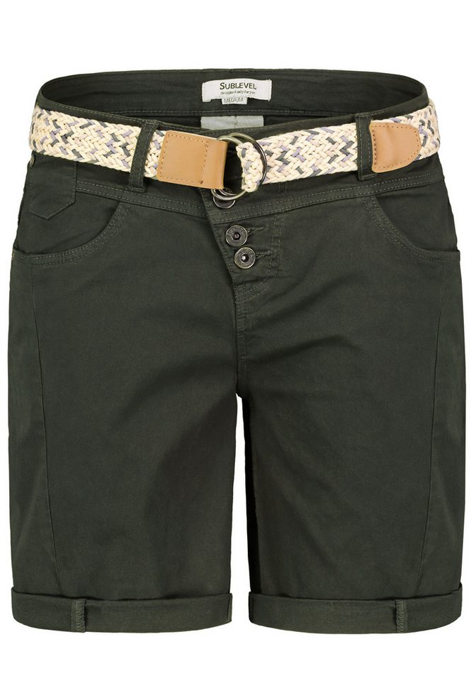 SUBLEVEL Shorts Damen Bermudas kurze Hose Baumwolle Jeans Sommer Chino Stoff von SUBLEVEL