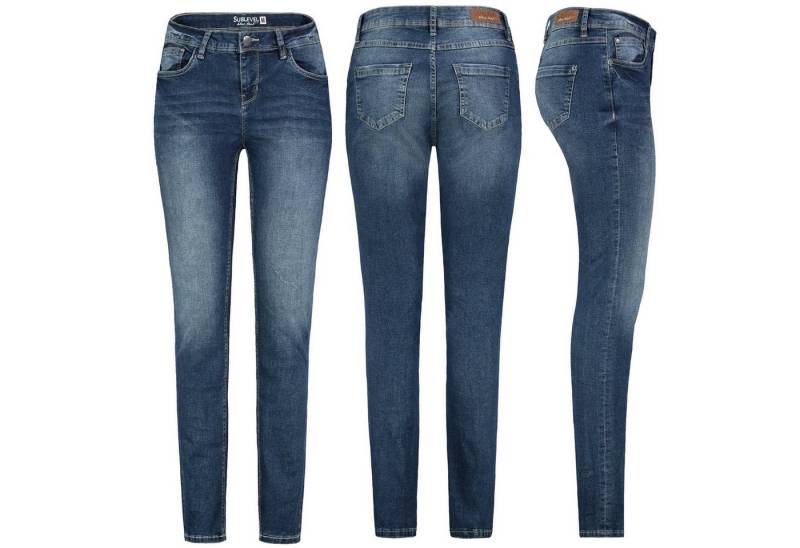 SUBLEVEL Slim-fit-Jeans Sublevel Damen Jeans Hose Jeanshose Röhre Slim Fit Denim Stretch Hose von SUBLEVEL