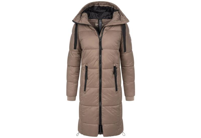 SUBLEVEL Steppjacke Damen Mantel mit Kapuze extra lange Winter Jacke Parka von SUBLEVEL