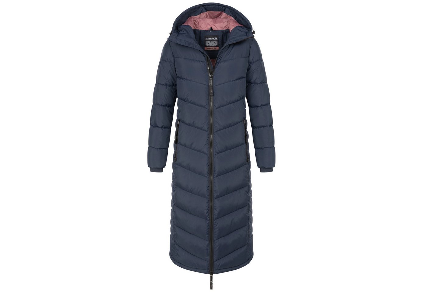 SUBLEVEL Steppjacke Damen Mantel mit Kapuze extra lange Winter Jacke Parka von SUBLEVEL