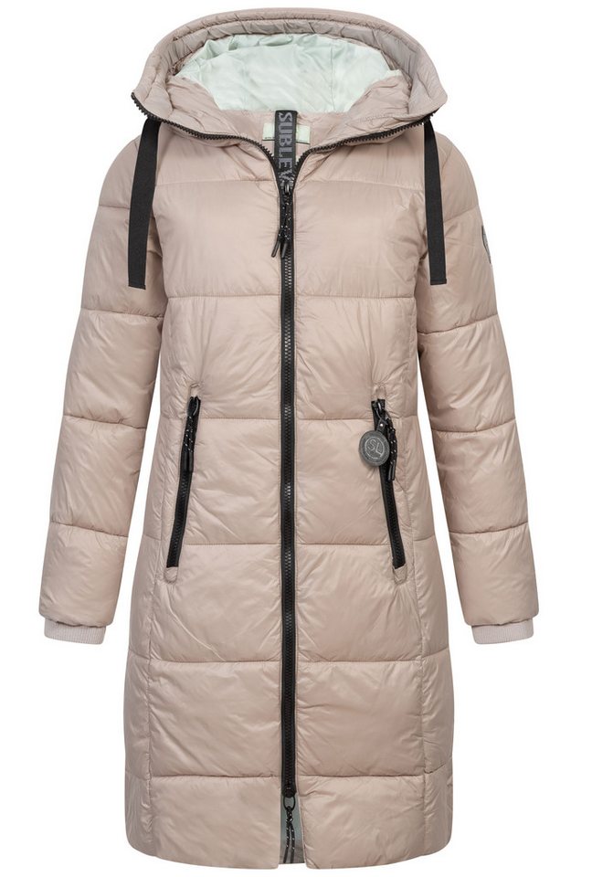 SUBLEVEL Steppjacke Damen Mantel mit Kapuze extra lange Winter Jacke Parka von SUBLEVEL
