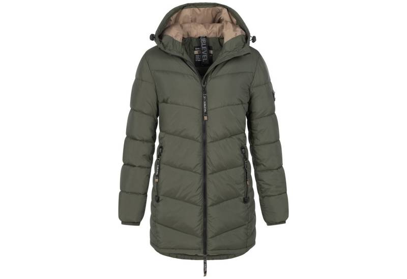 SUBLEVEL Steppjacke Damen Mantel mit Kapuze lange Winter Jacke Parka von SUBLEVEL
