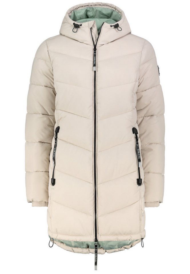 SUBLEVEL Steppjacke Damen Mantel mit Kapuze lange Winter Jacke Parka von SUBLEVEL