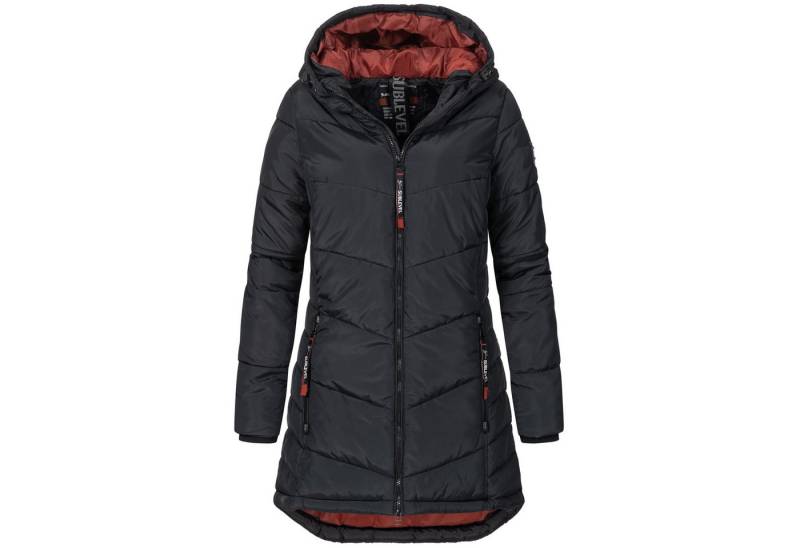 SUBLEVEL Steppjacke Damen Mantel mit Kapuze lange Winter Jacke Parka von SUBLEVEL