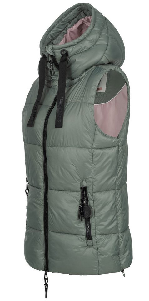 SUBLEVEL Steppweste Damen mit Kapuze Waistcoat kurze Winter Weste Bodywarmer Waistcoat von SUBLEVEL