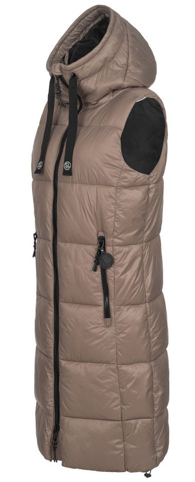 SUBLEVEL Steppweste Damen mit Kapuze Waistcoat lange Winter Weste Bodywarmer Waistcoat von SUBLEVEL