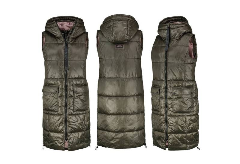 SUBLEVEL Steppweste Lange Stepp weste Kapuze Übergangs Herbst Frühlings Weste Windbreaker von SUBLEVEL
