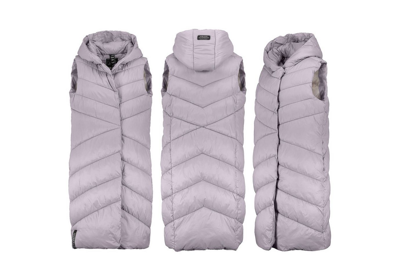 SUBLEVEL Steppweste Lange Stepp weste Kapuze Übergangs Herbst Frühlings Windbreaker Long von SUBLEVEL