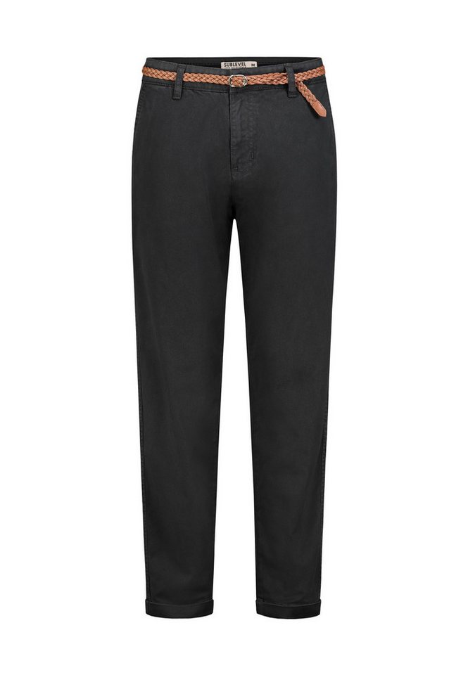 SUBLEVEL Stoffhose Damen Chino Hose mit Flechtgürtel Paspeltaschen, Flechtgürtel inklusive von SUBLEVEL