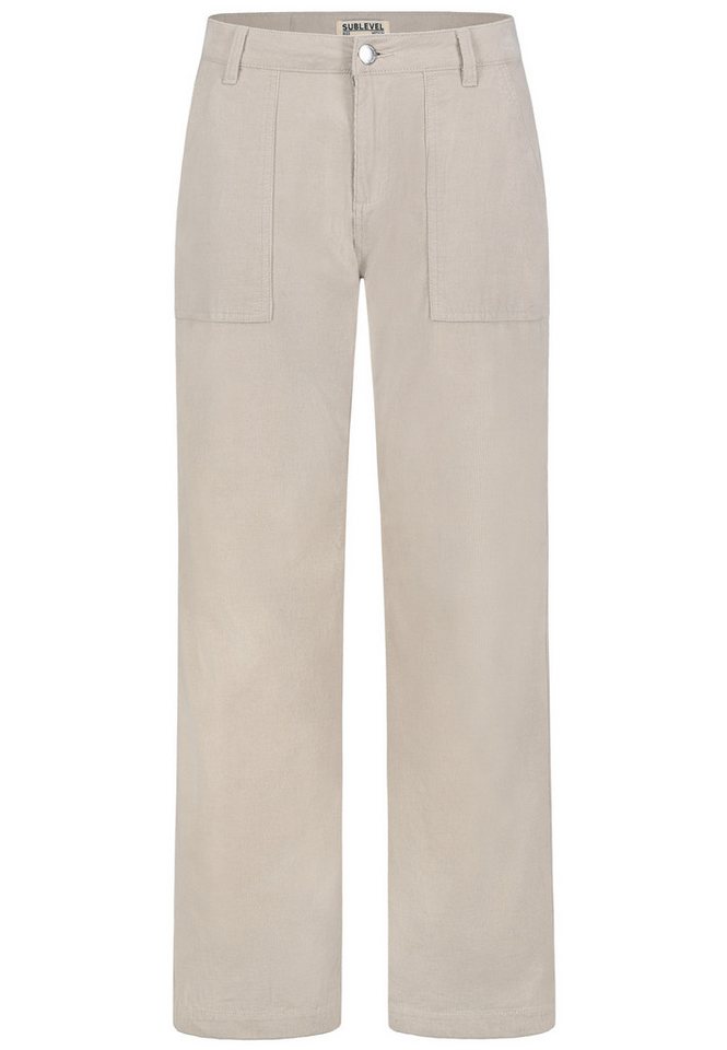 SUBLEVEL Stoffhose Damen Kordhose Straight wide Aufgesetzte Taschen, 5 Pocket, Gürtelschlaufen von SUBLEVEL