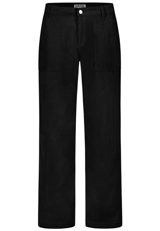 SUBLEVEL Stoffhose Damen Kordhose Straight wide Aufgesetzte Taschen, 5 Pocket, Gürtelschlaufen von SUBLEVEL