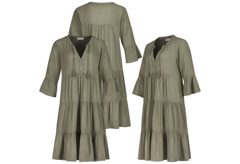 SUBLEVEL Strandkleid Sublevel Damen Kleid Strandkleid Sommerkleid 100% Viskose MIT VOLANTS von SUBLEVEL