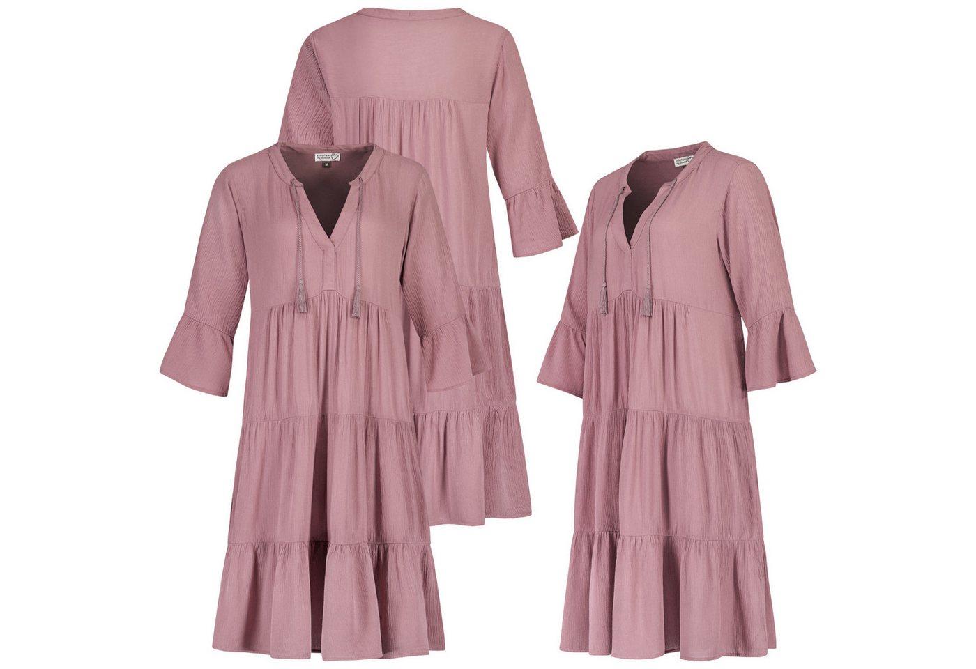 SUBLEVEL Strandkleid Sublevel Damen Kleid Strandkleid Sommerkleid 100% Viskose MIT VOLANTS von SUBLEVEL