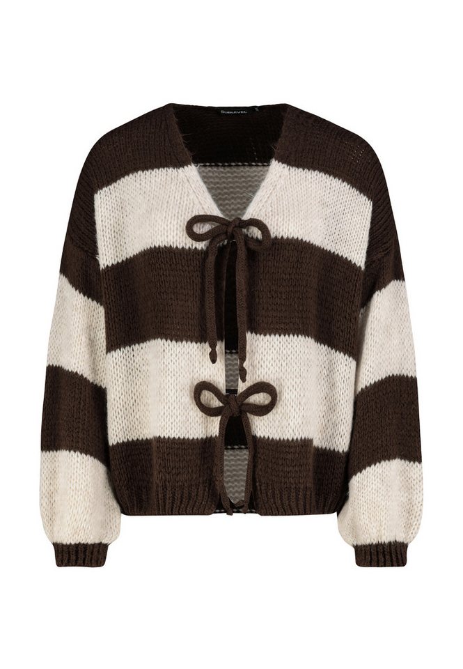 SUBLEVEL Strickjacke Cardigan mit Schleifen Cardigan, überschnittene Schultern von SUBLEVEL