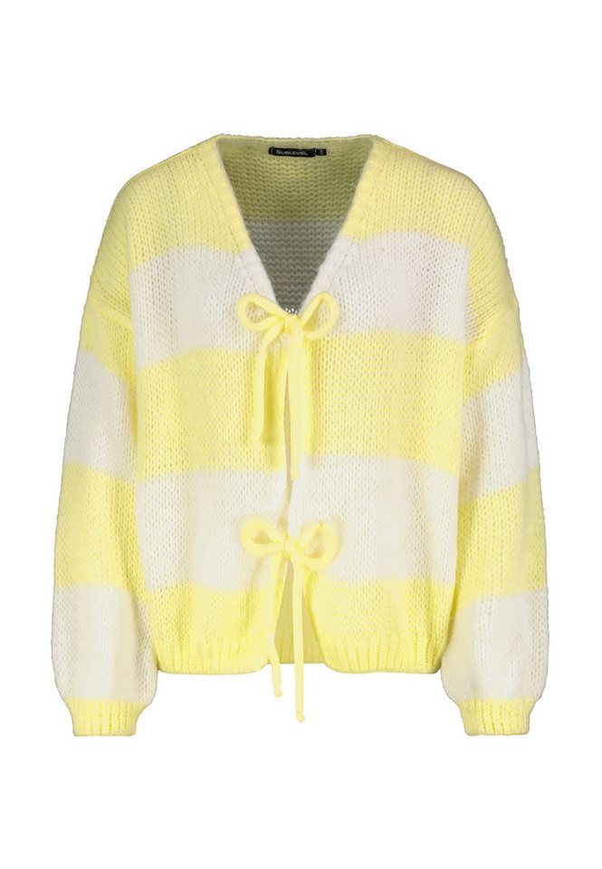 SUBLEVEL Strickjacke Cardigan mit Schleifen Cardigan, überschnittene Schultern von SUBLEVEL