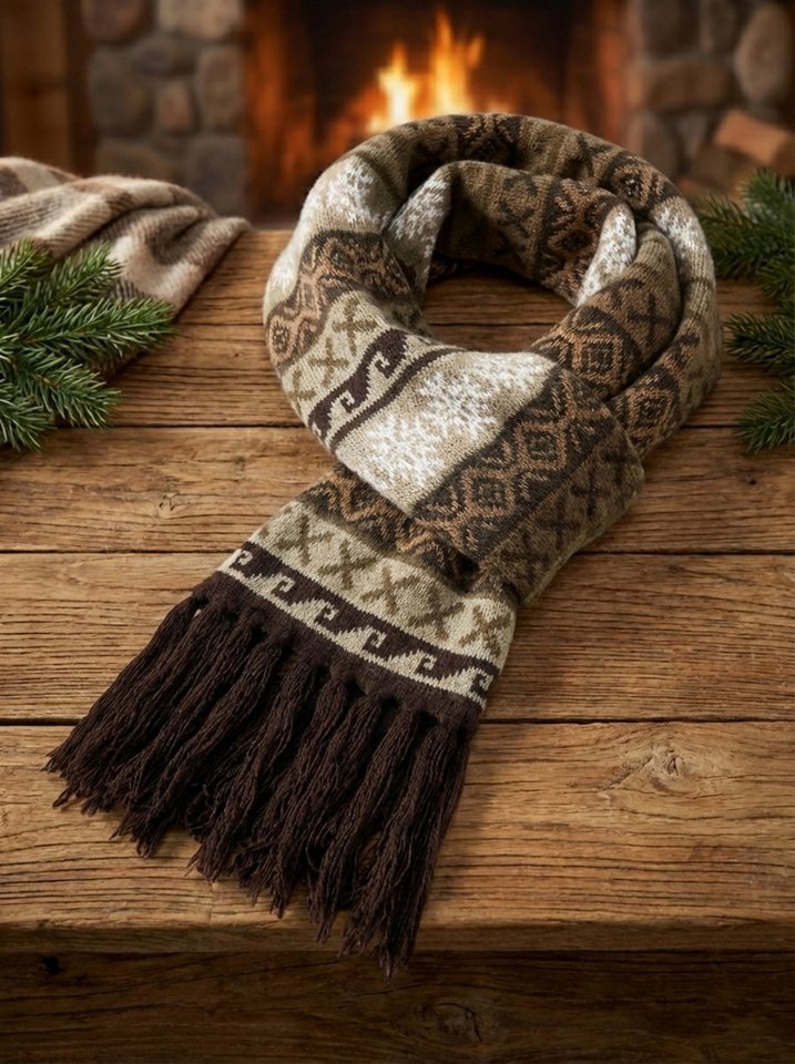 SUBLEVEL Strickschal Klassischer Norweger-Strickschal, Zeitloses Winter-Accessoire von SUBLEVEL