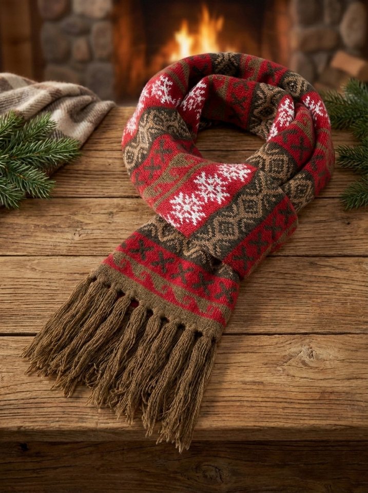 SUBLEVEL Strickschal Klassischer Norweger-Strickschal, Zeitloses Winter-Accessoire von SUBLEVEL