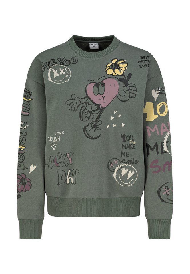 SUBLEVEL Sweatshirt Damen Pullover langarm im Alloverprint Sweater, Sweatpullover SUBLEVEL Sweatshirt Damen Pullover langarm im Alloverprint Sweater, Sweatpullover von SUBLEVEL