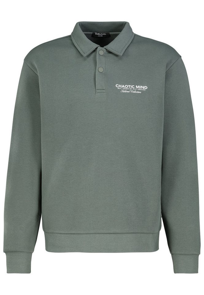 SUBLEVEL Sweatshirt Herren Polo Sweatshirt langarm mit Backprint Sweater, Sweatpullover von SUBLEVEL
