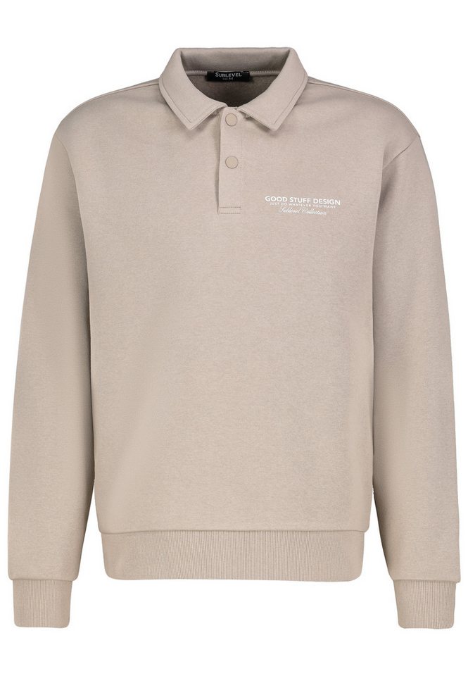 SUBLEVEL Sweatshirt Herren Polo Sweatshirt langarm mit Backprint Sweater, Sweatpullover von SUBLEVEL