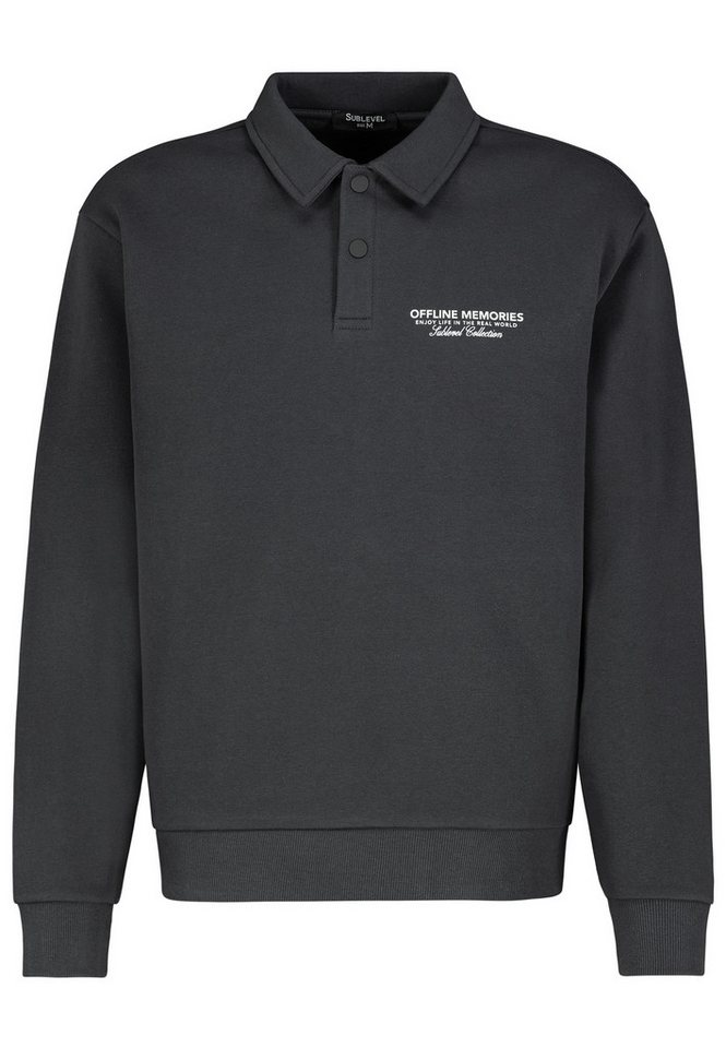 SUBLEVEL Sweatshirt Herren Polo Sweatshirt langarm mit Backprint Sweater, Sweatpullover von SUBLEVEL