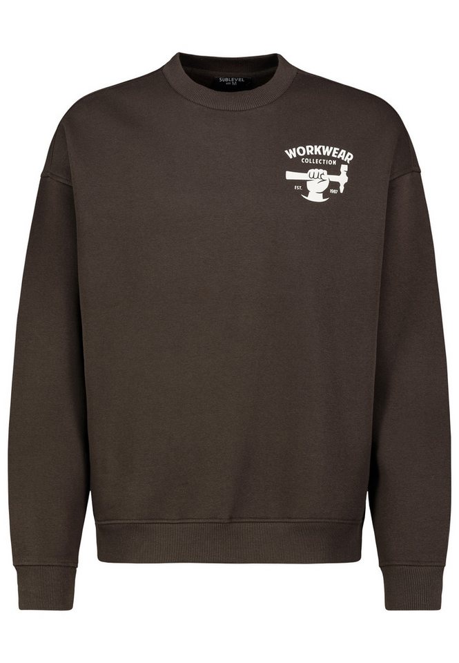 SUBLEVEL Sweatshirt Herren Pullover langarm mit Backprint Sweater, Sweatpullover von SUBLEVEL