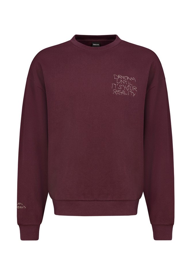 SUBLEVEL Sweatshirt Herren Pullover langarm oversize mit Stickerei Sweater, Sweatpullover von SUBLEVEL
