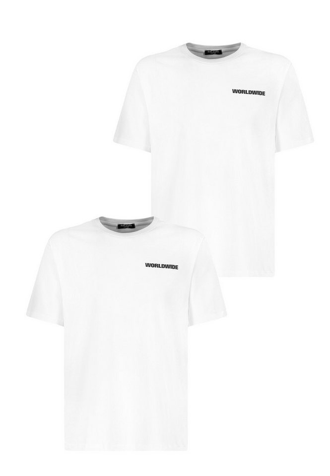 SUBLEVEL T-Shirt 2er-SET T-Shirt mit Front-Print 'WORLDWIDE' Kurzarm (2-tlg) 2er-Pack T-Shirts von SUBLEVEL