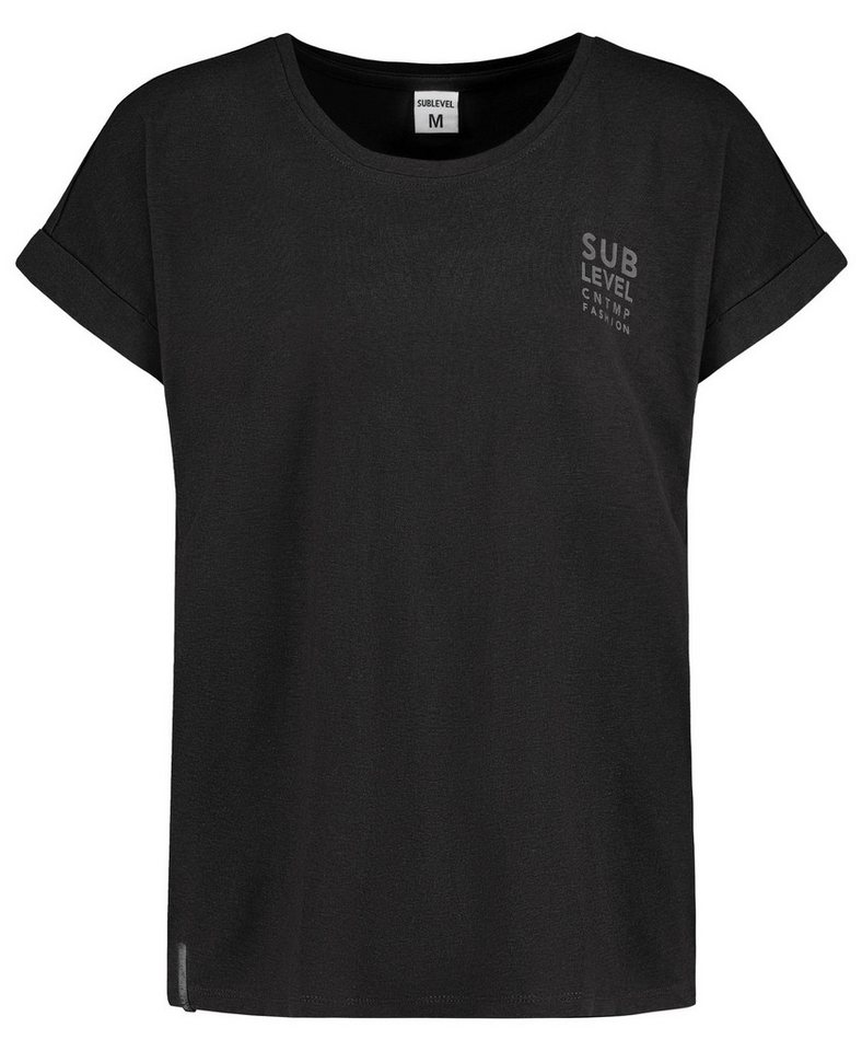 SUBLEVEL T-Shirt Damen Shirt Turn-Up Ärmel Weiches Basic Shirt Rundhals Kurzarm SUBLEVEL T-Shirt Damen Shirt Turn-Up Ärmel Weiches Basic Shirt Rundhals Kurzarm von SUBLEVEL