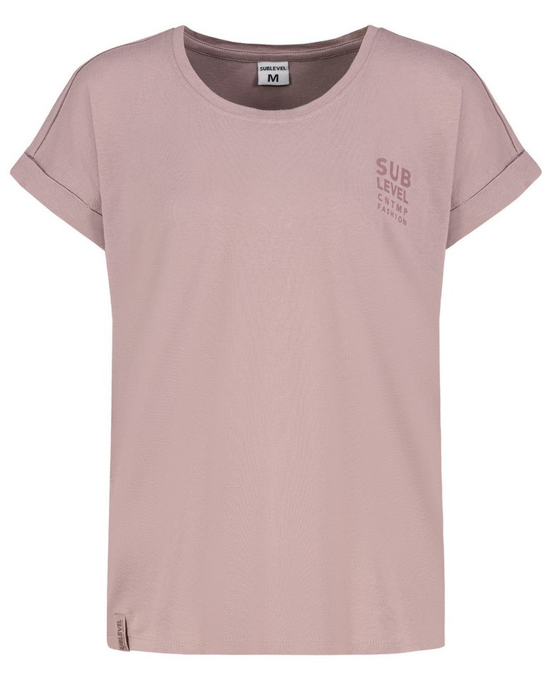 SUBLEVEL T-Shirt Damen Shirt Turn-Up Ärmel Weiches Basic Shirt Rundhals Kurzarm SUBLEVEL T-Shirt Damen Shirt Turn-Up Ärmel Weiches Basic Shirt Rundhals Kurzarm von SUBLEVEL
