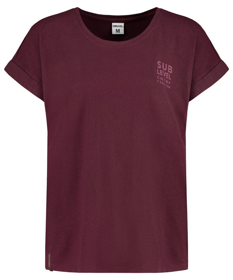 SUBLEVEL T-Shirt Damen Shirt Turn-Up Ärmel Weiches Basic Shirt Rundhals Kurzarm von SUBLEVEL