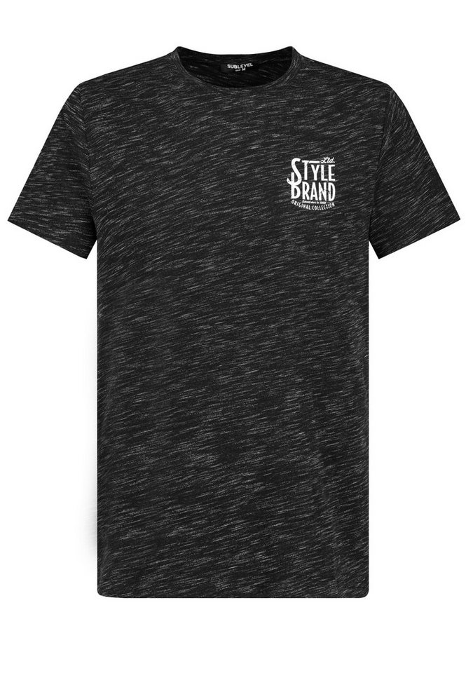 SUBLEVEL T-Shirt Urbanes Design mit Logo auf Brust und Melange HAKA Shirt von SUBLEVEL
