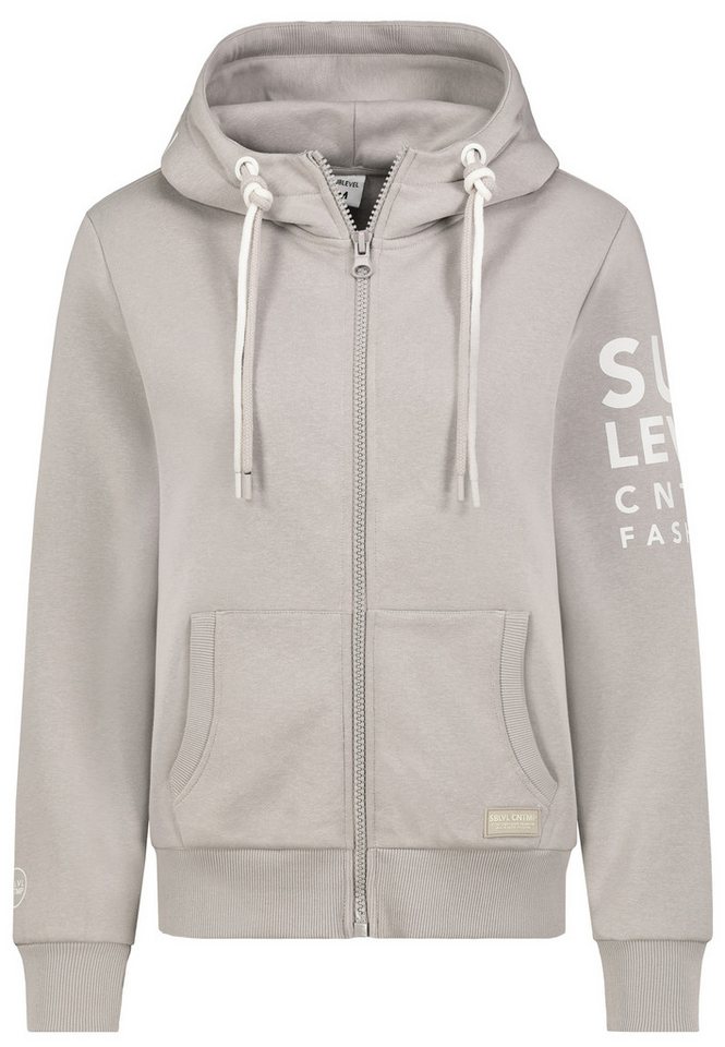 SUBLEVEL Trainingsjacke Weiche Kapuzen Sweatjacke mit Reißverschluss und Print Sweat von SUBLEVEL