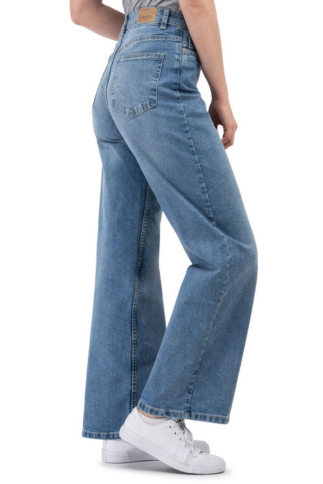 SUBLEVEL Weite Jeans Damen Jeans High Waist weiter Schnitt bequem und dehnbar von SUBLEVEL