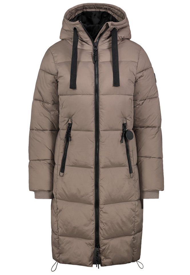 SUBLEVEL Wintermantel Langer Damen Steppmantel mit großer Kapuze von SUBLEVEL