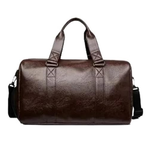 Große Weekender echt Leder Große Kapazität Reise Schultertasche Männer Frauen Weiche Leder Handtasche Sport Fitness Tasche(Color 1) von SUBLXPoten