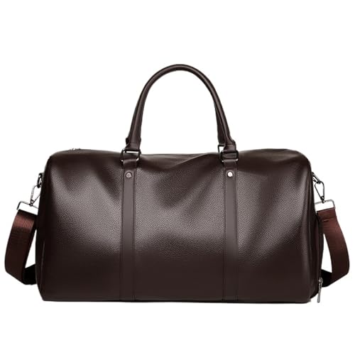 Große Weekender echt Leder Leder Reisetaschen Handtasche Reise Männer Große Gepäck Tote Schulter Taschen Casual Männlichen Business Umhängetaschen(Brown) von SUBLXPoten