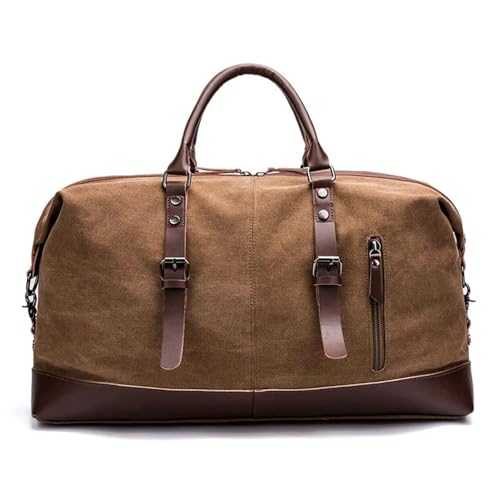Große Weekender echt Leder Reisetasche Herren PU Leder Outdoor Gepäck Reise Fitness Fotografie Tasche Große Kapazität Handtasche Schulter Rucksack Männlich(Dark Brown) von SUBLXPoten