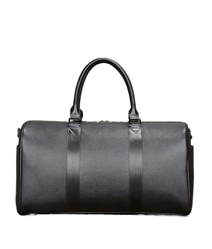 Große Weekender echt Leder Schwarze Herren Leder Reisetasche Fitnesstasche wasserdichte Handtasche Top Layer Rindsleder Crossbody Single Shoulder Bag(Color 1) von SUBLXPoten