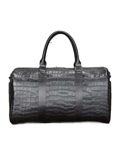 Große Weekender echt Leder Schwarze Herren Leder Reisetasche Fitnesstasche wasserdichte Handtasche Top Layer Rindsleder Crossbody Single Shoulder Bag(Color 2) von SUBLXPoten