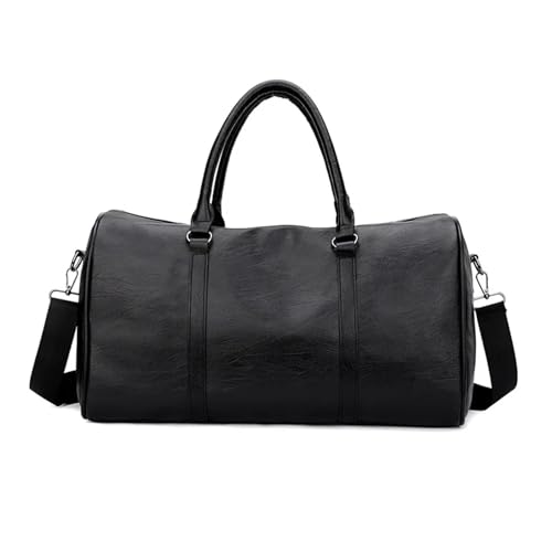 Große Weekender echt Leder Sport Gym Tasche Leder Trocken Nass Taschen Männer Frauen Training for Schuhe Fitness Schulter Lagerung Gepäck(Black) von SUBLXPoten