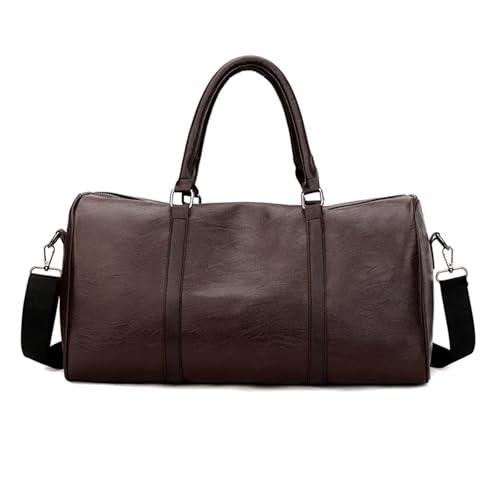 Große Weekender echt Leder Sport Gym Tasche Leder Trocken Nass Taschen Männer Frauen Training for Schuhe Fitness Schulter Lagerung Gepäck(Brown) von SUBLXPoten