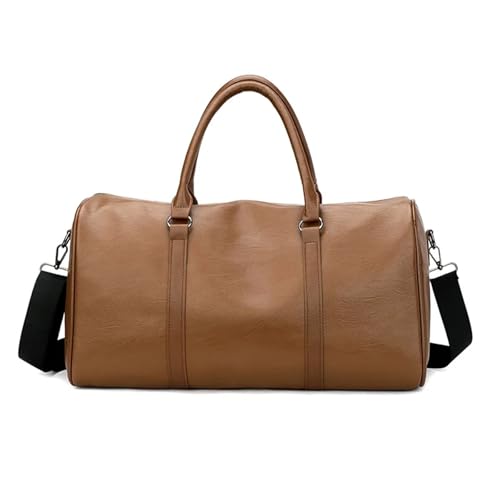 Große Weekender echt Leder Sport Gym Tasche Leder Trocken Nass Taschen Männer Frauen Training for Schuhe Fitness Schulter Lagerung Gepäck(Light Brown) von SUBLXPoten