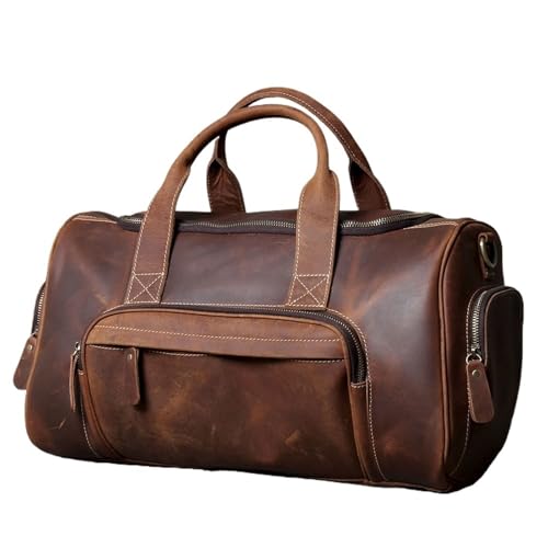 Große Weekender echt Leder Vintage Leder Reisetasche Ledertasche Herren Weekender Tasche Turnbeutel Handgepäck(Brown) von SUBLXPoten