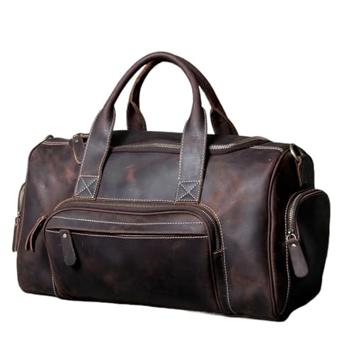 Große Weekender echt Leder Vintage Leder Reisetasche Ledertasche Herren Weekender Tasche Turnbeutel Handgepäck(Dark Coffee) von SUBLXPoten