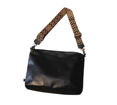 Große Weekender echt Leder Weiche Leder Crossbody Fitness Tasche Herren Single Schultertasche Einfache Trendy(Black (Brown Rhomboid Band)) von SUBLXPoten